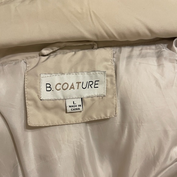 Women's Long Puffer Coat - Cream - Picture 5 of 5